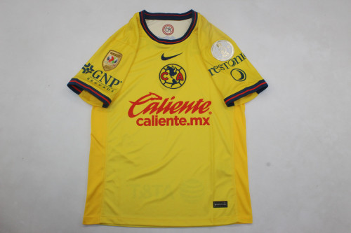 with LIGA BBVA MX+BICAMPEONES Patch Fan Version 2024-2025 Club America Aguilas Home Soccer Jersey Football Shirt