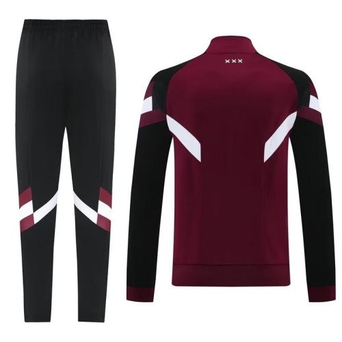 2024-2025 Ajax Maroon/Black Soccer Training Jacket Football Jacket and Pants