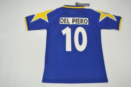 with Coppa Italia+Scudetto+UCL Patch Retro Jersey Juventus 1995-1996 DEL PIERO 10 Away Blue Soccer Jersey Vintage Football Shirt
