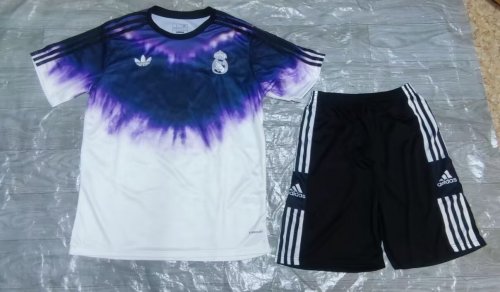 Adult Uniform 2024-2025 Real Madrid Purple/White Soccer Training Jersey and Shorts Football Kits