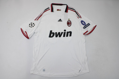 with UCL Patch Retro Jersey 2009-2010 Ac Milan Away White Soccer Jersey Vintage Football Shirt