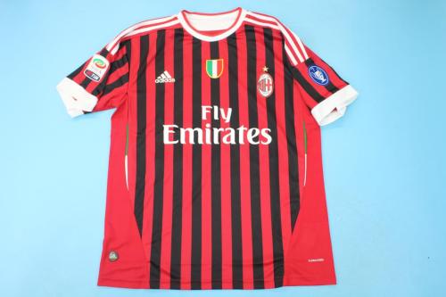 with Scudetto+Serie A Patch Retro Jersey 2011-2012 Ac Milan Home Soccer Jersey Vintage Football Shirt