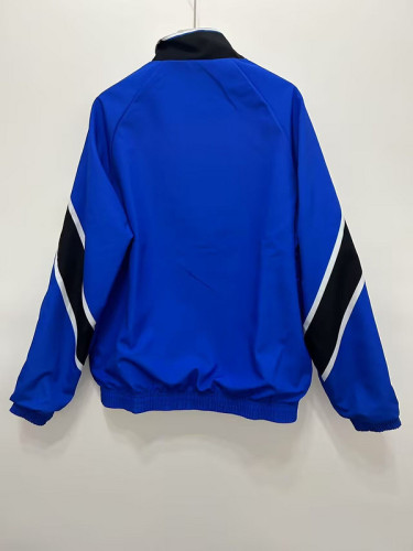Retro 1996-1997 Manchester United Blue/White Trench Coat Soccer Reversible Windbreaker Jacket