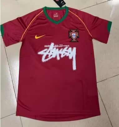 with STUSY Signed Version Portugal Home Soccer Jersey Football Shirt