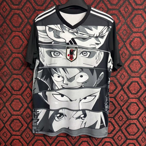 Fan Version Japan 2024 Black/White Comic Soccer Jersey Football Shirt