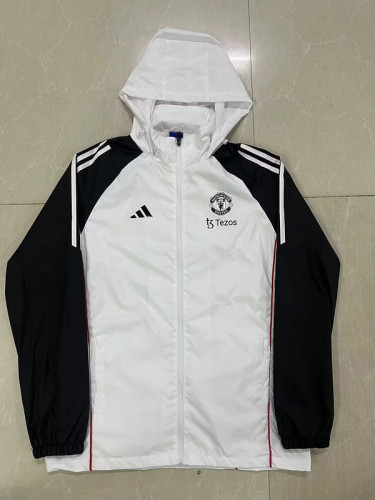 2024-2025 Manchester United White/Black Soccer Windbreaker Jacket