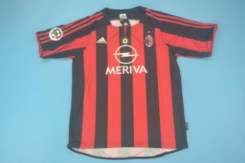 with Coppa Italia+Serie A Patch Retro Jersey 2003-2004 Ac Milan Home Soccer Jersey Vintage Football Shirt