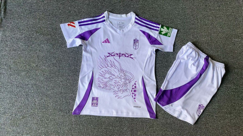 Youth Uniform Kids Kit 2024-2025 Granada White Special Edition Soccer Jersey Shorts Child Football Set