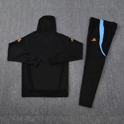 with Caps 2024-2025 Argentina Black/Blue Soccer Training Hoodie and Pants Football Hoody