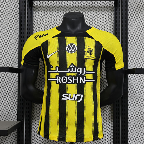 Player Version 2025-2026 Ittihad Yellow Soccer Jersey Football Shirt