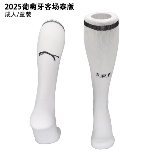 Youth/Adult 2025-2026 Portugal Away White Soccer Socks Football Socks