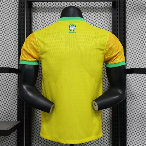 Player Version 2025 Brazil Yellow Jesus Soccer Jersey Brasil Football Shirt