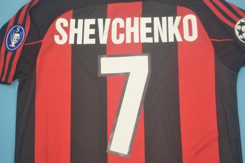 with UCL Patch Retro Jersey 2000-2002 AC Milan SHEVCHENKO 7 Home Soccer Jersey Vintage Football Shirt