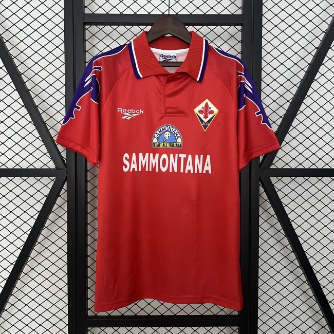Retro Shirt 1995-1996 Fiorentina 3rd Away Red Soccer Jersey Third Vintage Football Shirt