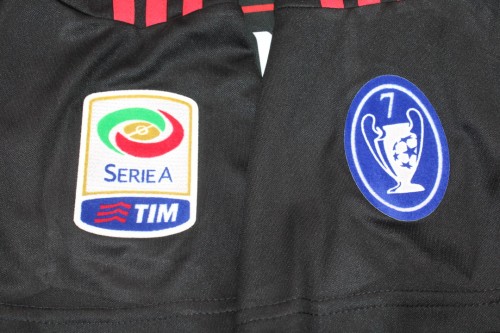 with Serie A+Trophy 7 Patch Retro Jersey 2010-2011 AC Milan Away Black Soccer Jersey Vintage Football Shirt