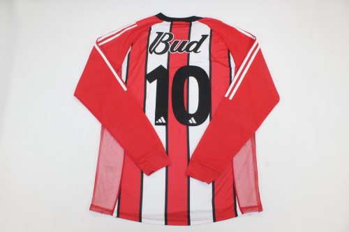 Long Sleeve Retro Jersey 2003-2004 River Plate 10 Away Soccer Jersey LS Vintage Football Shirt