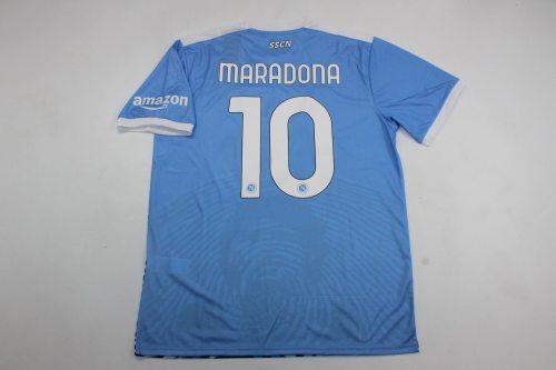 Retro Jersey 2021-2022 Calcio Napoli MARADONA 10 Maradona Version Blue Vintage Soccer Jersey Napoles Football Shirt