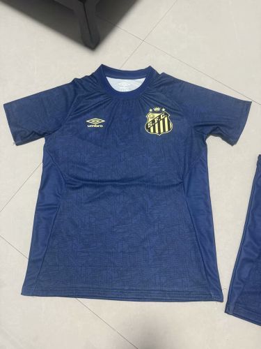 Fan Version 2024-2025 Santos Dark Blue Soccer Training Jersey Football Pre-match Shirt