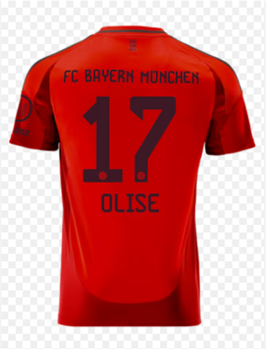 Fan Version 2024-2025 Bayern Munich OLISE 17 Home Soccer Jersey Bayern Munchen Football Shirt