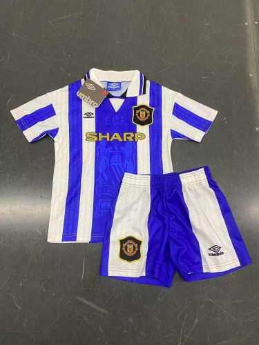 Retro Youth Uniform Kids Kit 1955-1996 Manchester United Third Away Soccer Jersey Shorts Vintage Child Football Set