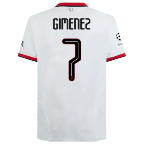 with UCL Patch Player Version 2024-2025 AC Milan Gimenez 7 Away White Soccer Jersey AC Football Shirt