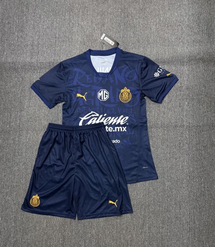 Adult Uniform 2024-2025 Chivas Third Away Dark Blue Soccer Jersey Shorts Football Kit