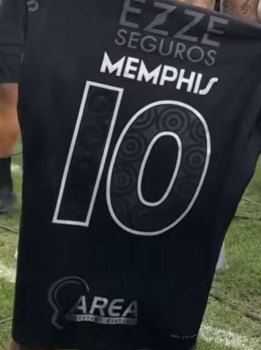 with Memphis Badge+All Sponor Logos Fan Version 2024-2025 Corinthians MEMPHIS 10 Away Black Soccer Jersey Football Shirt