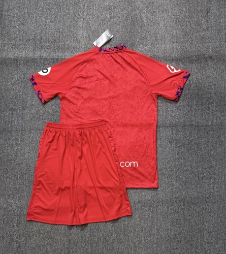 with LALIGA Patch Adult Uniform 2024-2025 Sevilla Away Red Soccer Jersey Shorts Football Kit