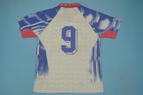 Retro Jersey 1993-1994 PSG 9 Away Blue/White Soccer Jersey Vintage Paris Football Shirt