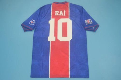 Retro Jersey 1995-1996 Paris Saint-Germain FC RAI 10 Home Soccer Jersey Vintage PSG Football Shirt