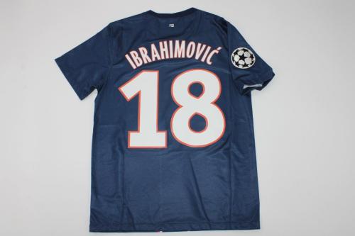 with UCL Patch Retro Jersey 2012-2013 PSG IBRAHIMOVIC 18 Home Soccer Jersey Vintage Paris Football Shirt