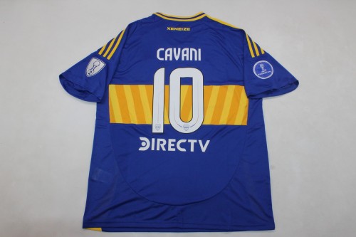 with Conmebol Patch Fan Version 2024-2025 Boca Juniors CAVANI 10 Home Soccer Jersey Football Shirt