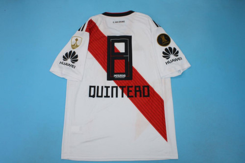 with Libertadores Patch+Front Lettering Retro Jersey 2018-2019 River Plate QUINTERO 8 Home Soccer Jersey Vintage Football Shirt