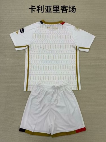 Adult Uniform 2024-2025 Cagliari Away White Soccer Jersey Shorts Football Kit