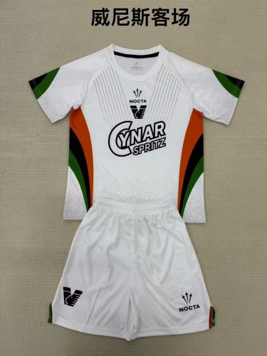 Youth Uniform Kids Kit 2024-2025 Venezia Away White Soccer Jersey Shorts Child Football Set