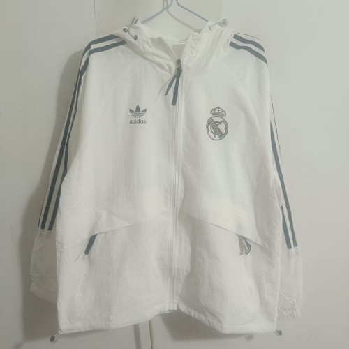 2025 Real Madrid White Soccer Windbreaker Jacket Football Jacket