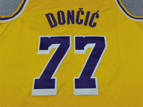 Los Angeles Lakers 77 Doncic Yellow NBA Jersey Basketball Shirt