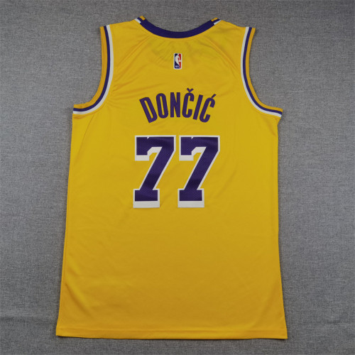 Los Angeles Lakers 77 Doncic Yellow NBA Jersey Basketball Shirt