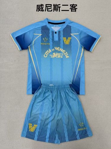 Adult Uniform 2024-2025 Venezia Third Away Blue Soccer Jersey Shorts Men's Football Kit