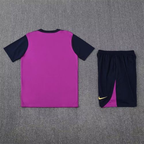 Adult Uniform 2025-2026 Barcelona Purple Soccer Training Shirt and Shorts Football Set