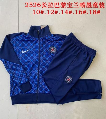 Youth 2025-2026 Paris Dark Blue Soccer Training Jacket PSG Football Jacket and Pants