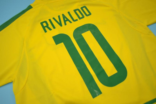 with Patch Retro Jersey 2002 Brazil RIVALDO 10 Home Soccer Jersey Vintage Football Shirt