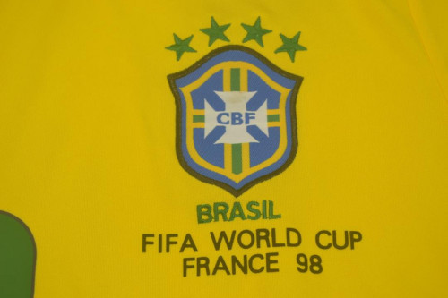 with Front Lettering Retro Jersey 1998 Brazil Home Soccer Jersey Vintage Brasil Camisetas de Futbol