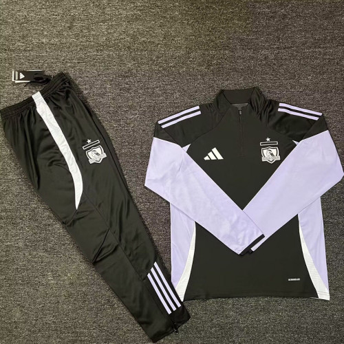2025-2026 Colo-colo Black/Purple Soccer Training Sweater and Pants Football Kit