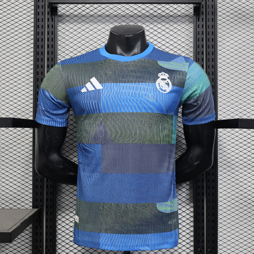 Player Version 2025-2026 Real Madrid Dark Blue Soccer Training Jersey Real Football Pre-match Shirt