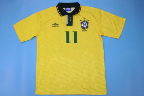 Retro Jersey 1991-1993 Brazil 11 Home Soccer Jersey Vintage Brasil Camisetas de Futbol