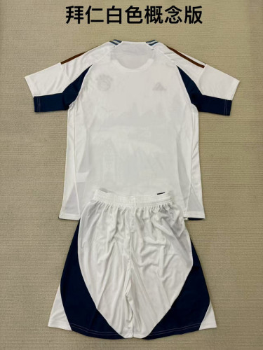 Youth Uniform Kids Kit 2024-2025 Bayern Munich White Concept Version Soccer Jersey Shorts Child Football Set