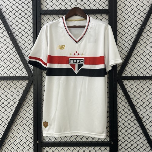 without Sponor Logo Fans Version 2025-2026 Sao Paulo Home Soccer Jersey Football Shirt