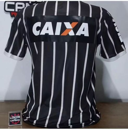 with Golden FIFA Patch Retro Jersey 2013 Corinthians Away Black Soccer Jersey Vintage Football Shirt