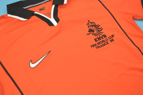 with Front Lettering Retro Jersey 1998 Netherlands Home Soccer Jersey Vintage Holland Football Shirt